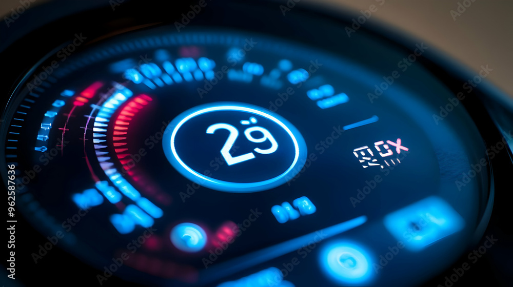 Digital Display with a Blue and Red Gauge Digital Display with a Blue and Red Gauge