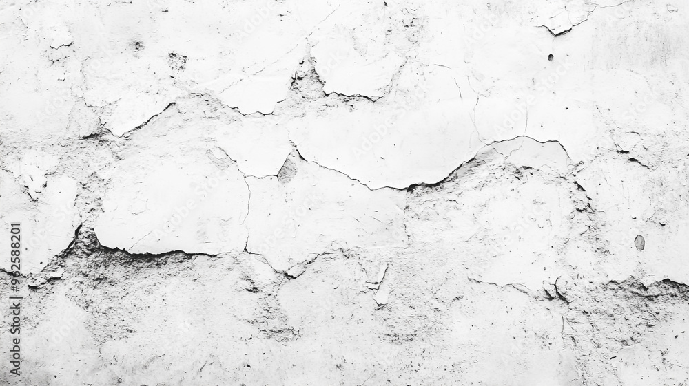 Fototapeta premium Cracked white wall texture showcasing wear and age in an urban environment
