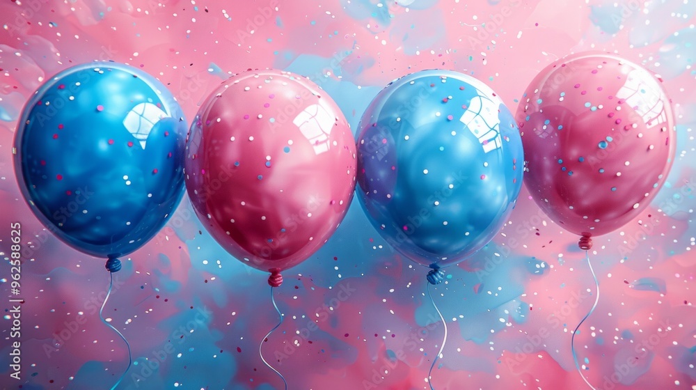 A bunch of balloons with blue and pink colors A bunch of balloons with blue and pink colors