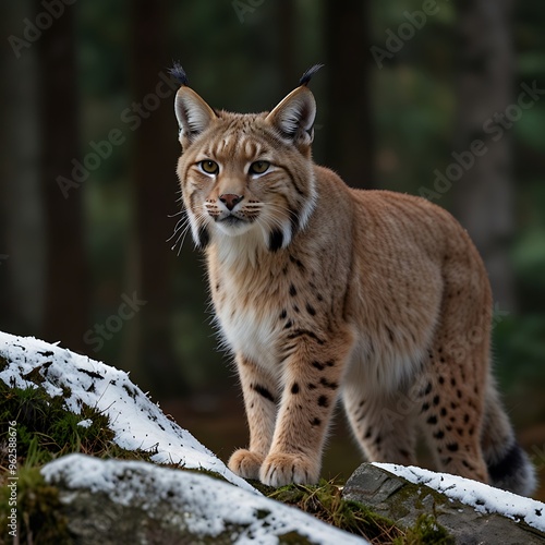 Euroasian lynx in the bavarian national park in eastern germany generated AI. photo