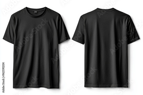 Black Tshirt Mockup Front and Back Isolated created with Generative AI