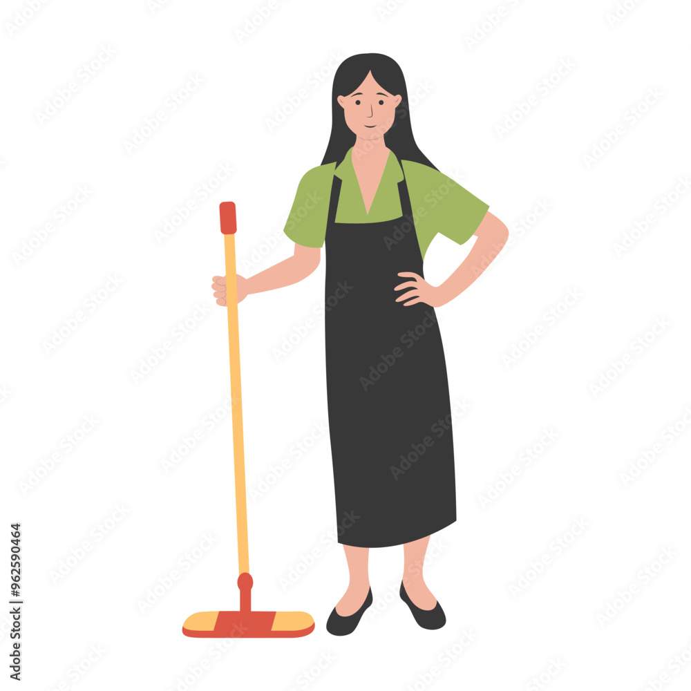 Person Cleaning Illustration with Simple Cartoon Design. Flat Vector Character Person Cleaning Illustration with Simple Cartoon Design. Flat Vector Character