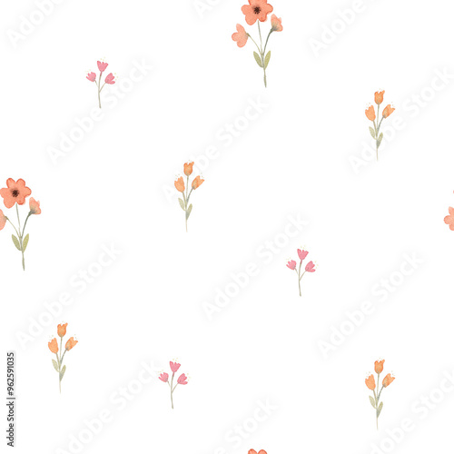 Wallpaper Mural watercolor flowers seamless pattern illustration for kids Torontodigital.ca