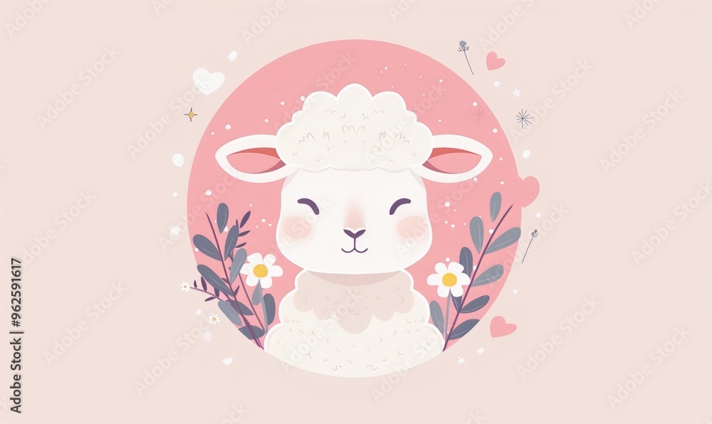 Realistic cartoon avatar of cute sheep animal on simple minimalist background Generate AI Realistic cartoon avatar of cute sheep animal on simple minimalist background Generate AI