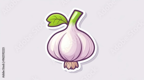 A whimsical garlic icon designed with charming textures, perfect for stickers or modern illustrations. photo