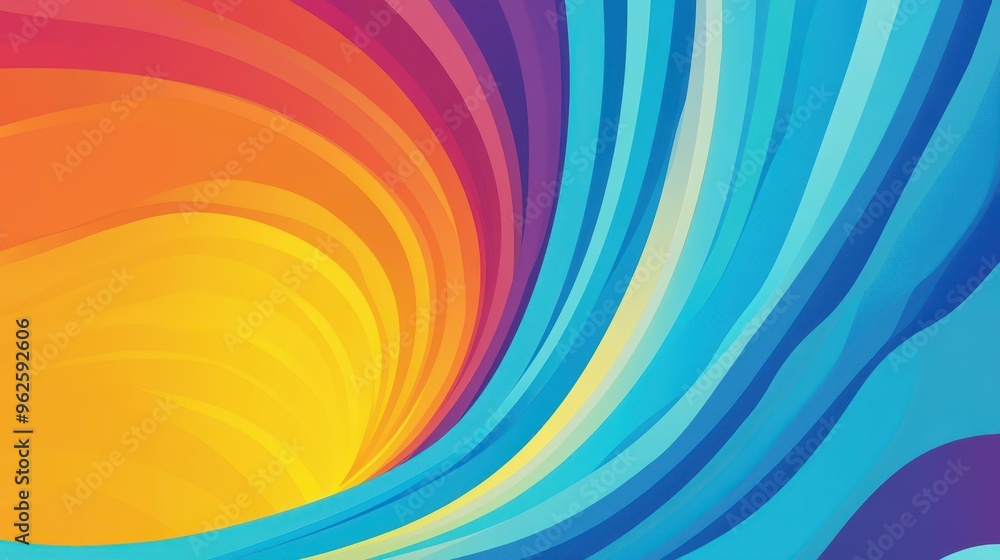 A vibrant 3D vector abstract background that leads the eye through colorful lines and shapes towards an optical horizon. A vibrant 3D vector abstract background that leads the eye through colorful lines and shapes towards an optical horizon.
