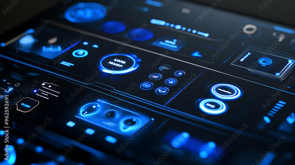 Futuristic Blue Interface 3D Illustration Futuristic Blue Interface 3D Illustration