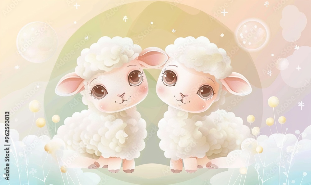 Realistic cartoon avatar of cute sheep animal on simple minimalist background Generate AI Realistic cartoon avatar of cute sheep animal on simple minimalist background Generate AI