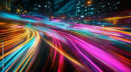 Abstract Cityscape with Light Trails