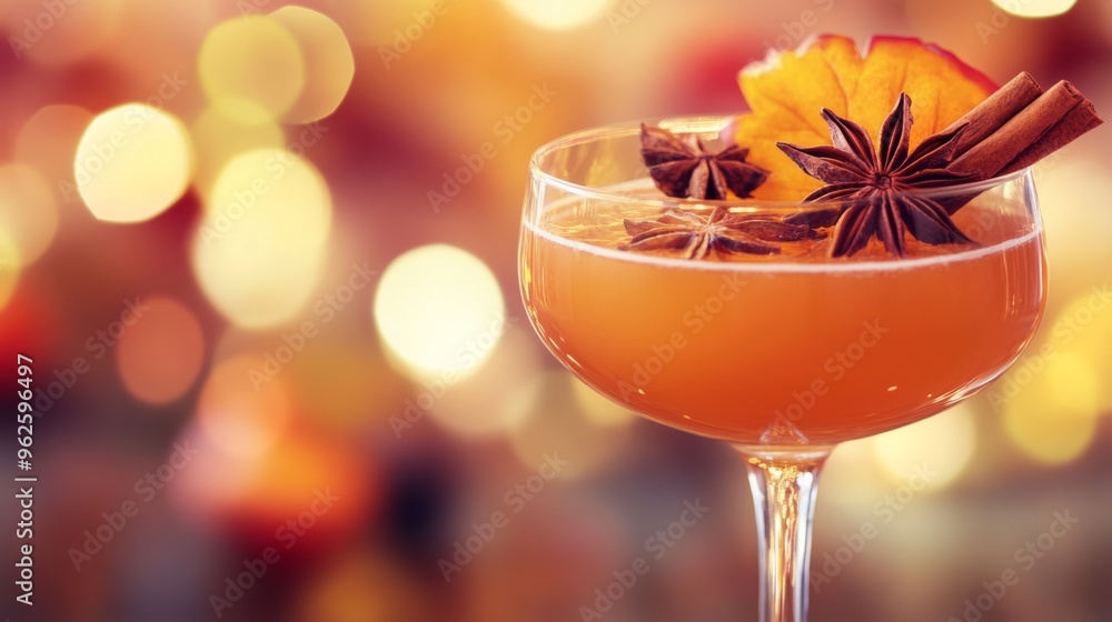 Glass of Autumnal Drink with Star Anise and Cinnamon Glass of Autumnal Drink with Star Anise and Cinnamon