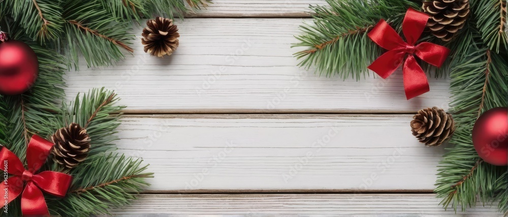 Christmas Decorations on Wooden Background Christmas Decorations on Wooden Background