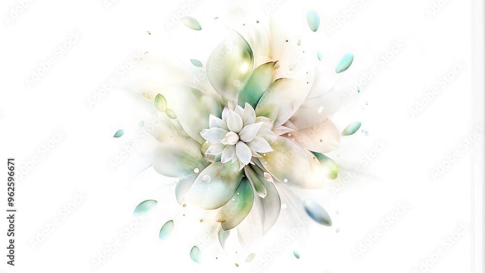 Fototapeta premium Delicate pastel floral abstract with flowing petals on white background