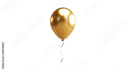 A golden balloon cut out isolated over a transparent png background