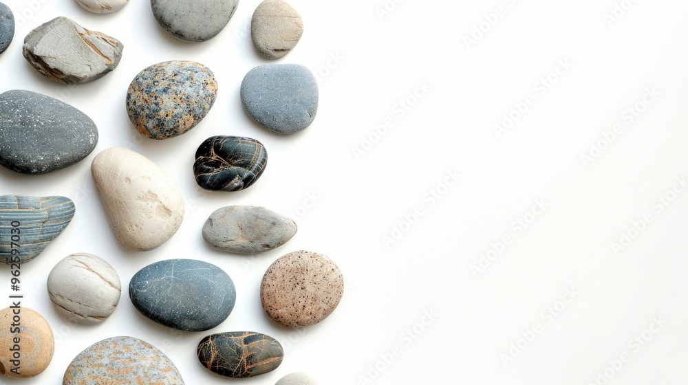 Empty space with stones on white background for decoration. Empty space with stones on white background for decoration.