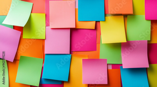 A colorful wall covered in sticky notes of various colors