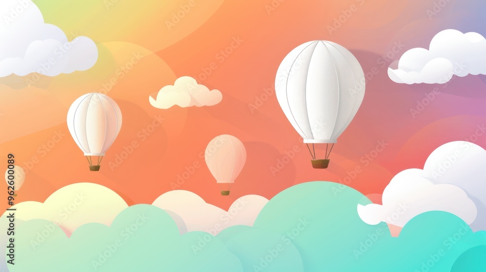 Hot Air Balloons in the Sky with Clouds Hot Air Balloons in the Sky with Clouds