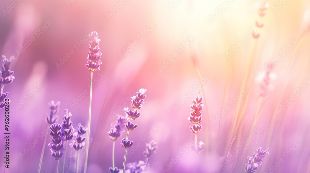 Soft Lavender Field in Sunset Light Soft Lavender Field in Sunset Light