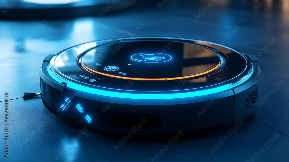 Futuristic Robot Vacuum Cleaner 3D Illustration Futuristic Robot Vacuum Cleaner 3D Illustration