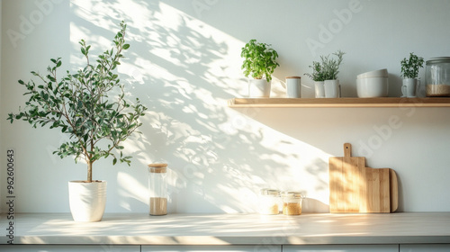 Wallpaper Mural A kitchen with a white countertop and a potted plant on it Torontodigital.ca