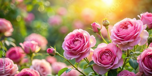 Pink roses blooming in a beautiful background , delicate, flowers, floral, petals, romantic, nature, garden, spring