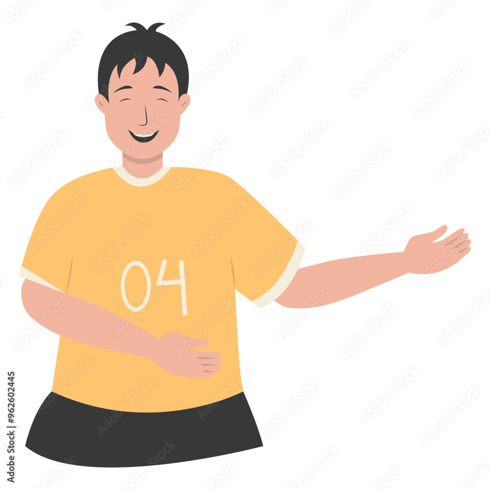 Fototapeta premium Laughing Young Person Character Isolated on White Background. Vector Cartoon Illustration