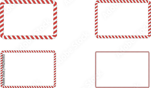 Red Christmas candy cane border frame. Christmas ornament decoration