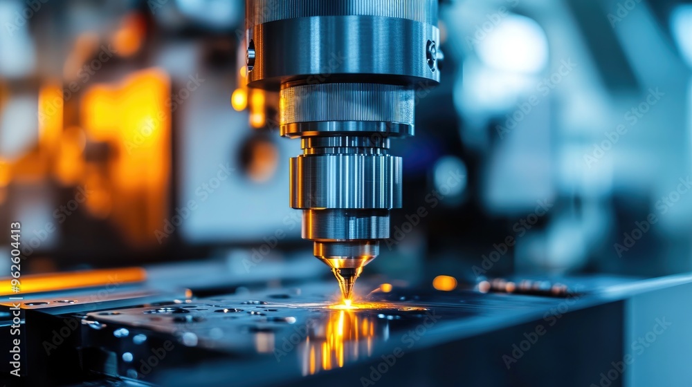 Close-up of a CNC machine tool cutting metal with perfect accuracy, representing precision engineering in modern manufacturing - Close-up of a CNC machine tool cutting metal with perfect accuracy, representing precision engineering in modern manufacturing -