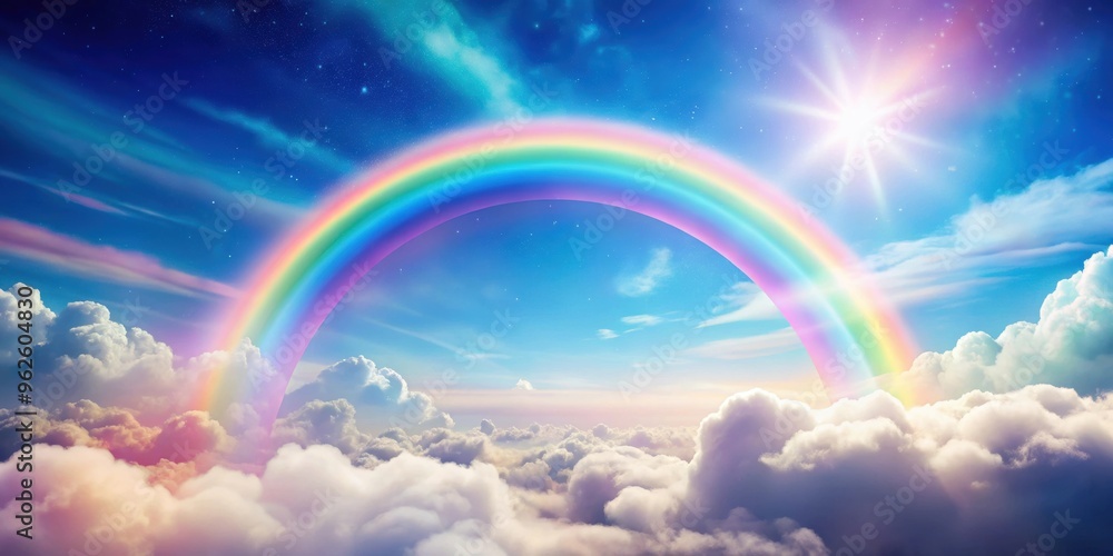 Whimsical rainbow appearing in dreamy sky, rainbow, colorful, nature, clouds, surreal, fantasy, dreamy, vibrant, ethereal Whimsical rainbow appearing in dreamy sky, rainbow, colorful, nature, clouds, surreal, fantasy, dreamy, vibrant, ethereal