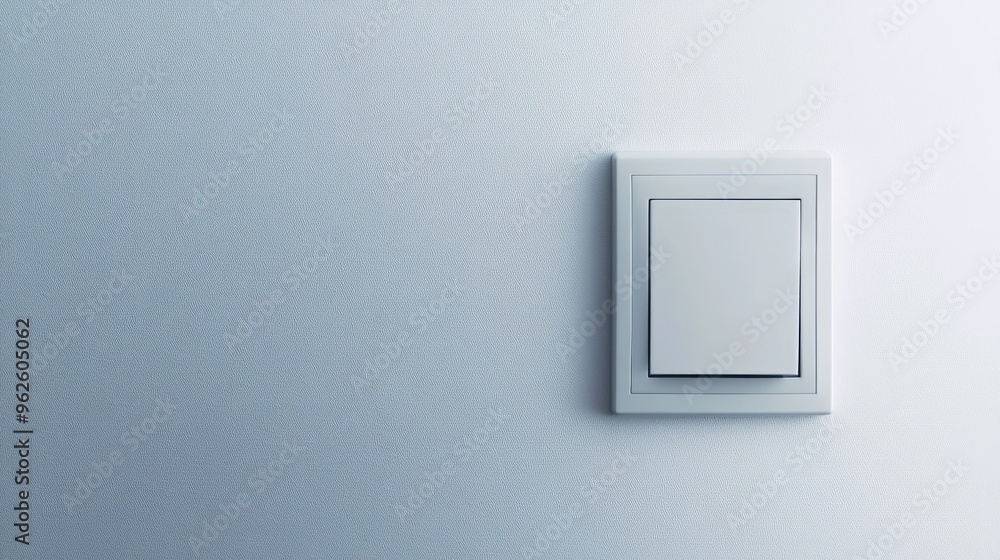 Blank white wall with a single light switch, creating a simple and modern aesthetic in a residential space. Blank white wall with a single light switch, creating a simple and modern aesthetic in a residential space.