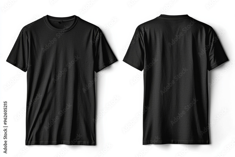 Black Tshirt Mockup Front and Back Isolated created with Generative AI Black Tshirt Mockup Front and Back Isolated created with Generative AI