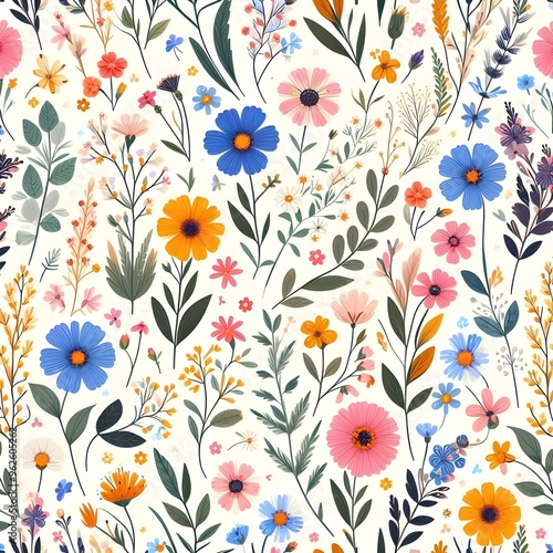 Wallpaper Mural Beautiful and colorful flower pattern design Torontodigital.ca
