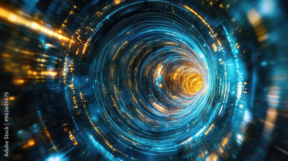 High-angle drone shot of a digital vortex, emphasizing the complexity of technology lines and the flow of data through a tech-driven channel High-angle drone shot of a digital vortex, emphasizing the complexity of technology lines and the flow of data through a tech-driven channel