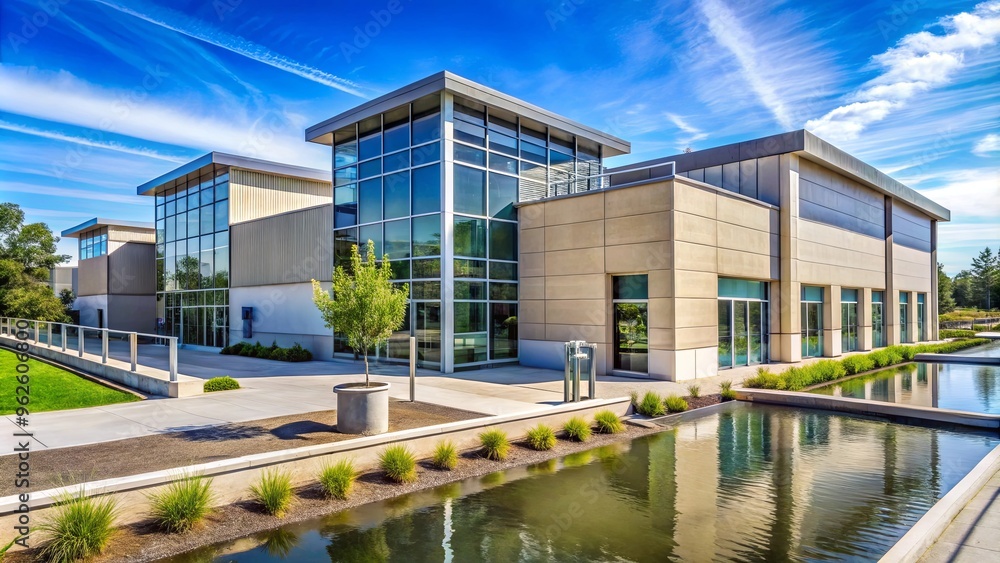 Modern buildings in waterworks department utilizing sustainable methods to conserve water resources Modern buildings in waterworks department utilizing sustainable methods to conserve water resources
