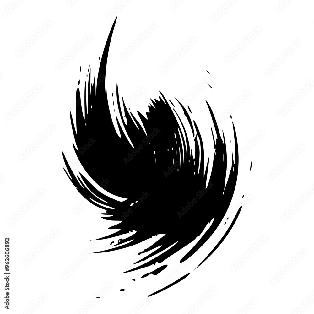 Fototapeta premium Black Brush strokes isolated on white background. Brush strokes grunge background. Vector brush stroke texture. Black ink, paint splatter.