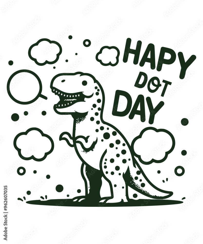 Naklejka premium happy dot day dinosaur International Dot Day T-Rex T-Shirt design vector, dot, day, international, dots, men, kids, T-Rex , t-shirt, women, boys, youth, teen, shirts, gifts, dinosaur