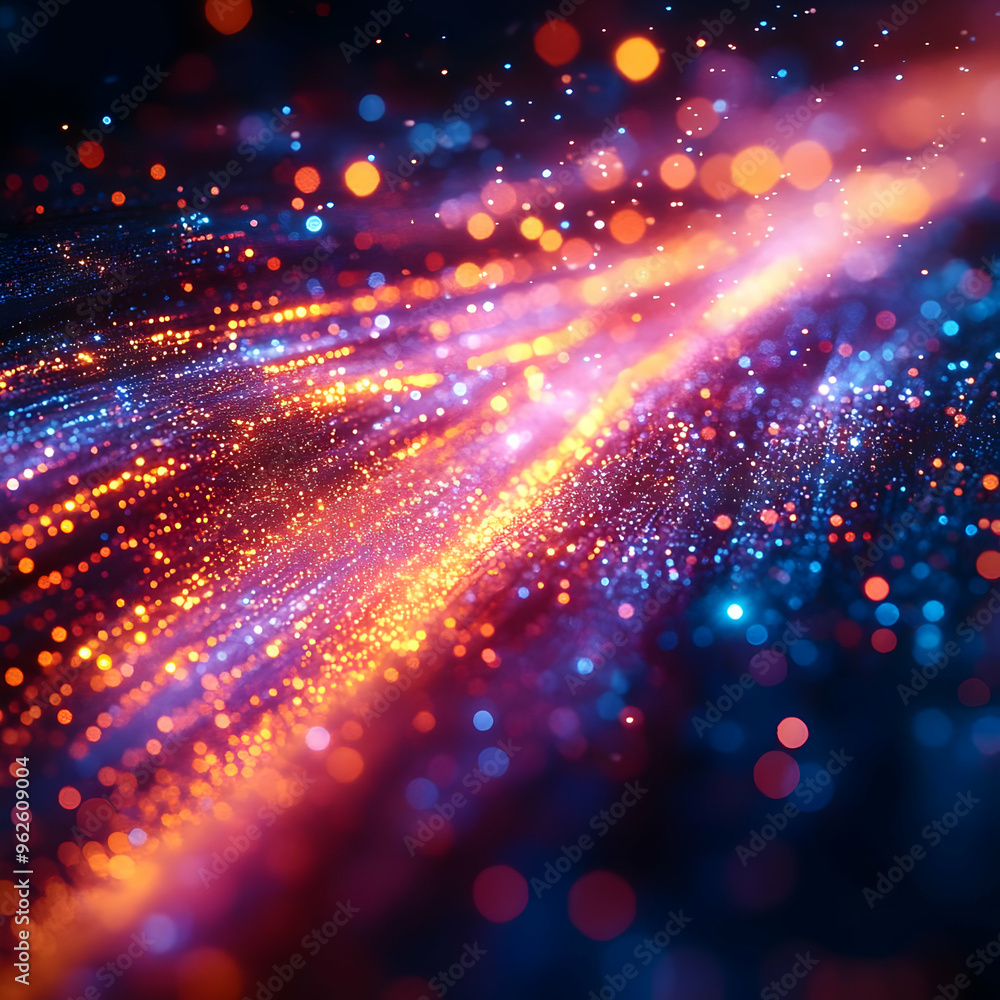 Fototapeta premium Abstract Background with Orange and Blue Bokeh Lights