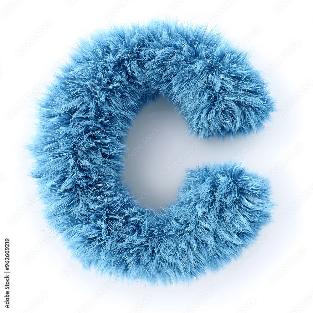 Blue Furry Letter C. Blue Furry Letter C.