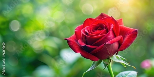 Blooming red rose bud, floral, nature, garden, beauty, petals, blooming, growth, close-up, fresh, vibrant, color, plant