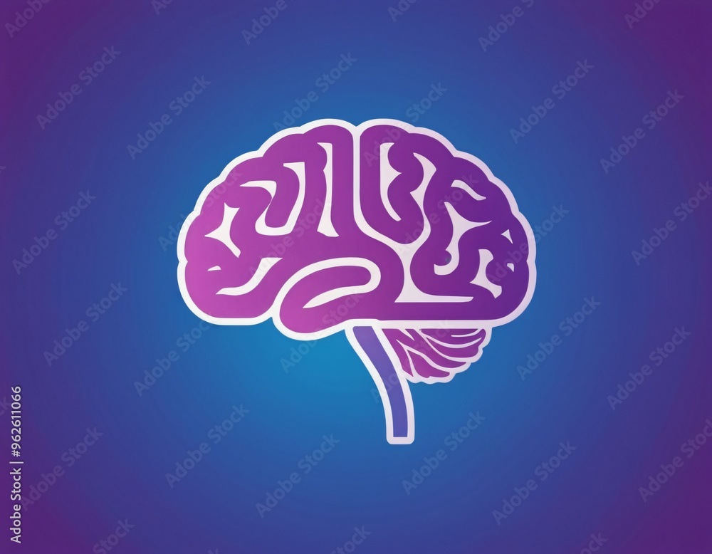Brain silhouette logo design. icon in gradient blue and purple color. Ai generated images Brain silhouette logo design. icon in gradient blue and purple color. Ai generated images