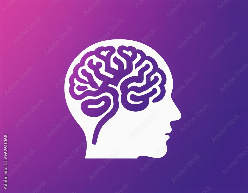 Brain silhouette logo design. icon in gradient blue and purple color. Ai generated images Brain silhouette logo design. icon in gradient blue and purple color. Ai generated images