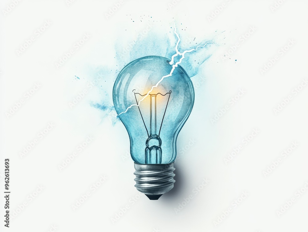A beautiful blue light bulb emitting bright energy with a dynamic splash, symbolizing creativity and innovation. A beautiful blue light bulb emitting bright energy with a dynamic splash, symbolizing creativity and innovation.