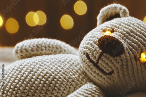 Knitted Teddy Bear with Warm Lights