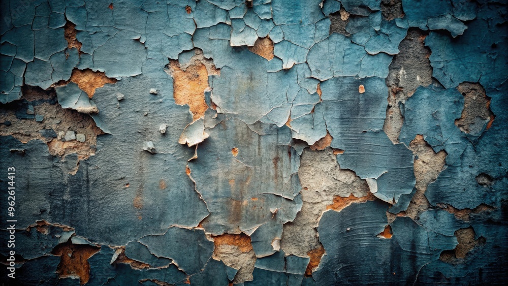 Obraz premium Distressed dark wall with peeling paint and cracks , grunge, texture, aged, background, vintage, weathered, urban, rough, decay, old