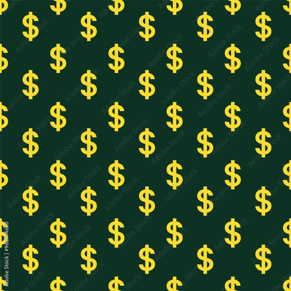 dollar sign seamless pattern in gold on dark green background dollar sign seamless pattern in gold on dark green background