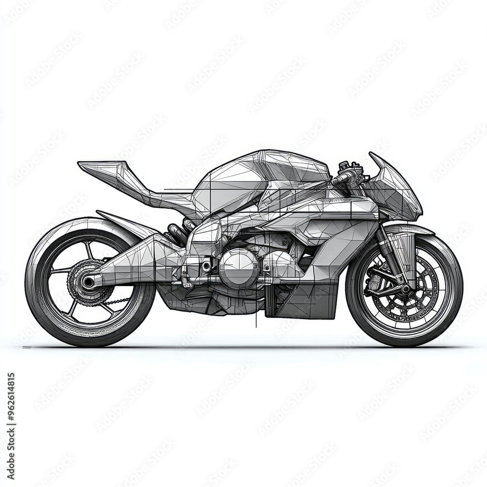 Obraz premium Futuristic Motorcycle Wireframe Design