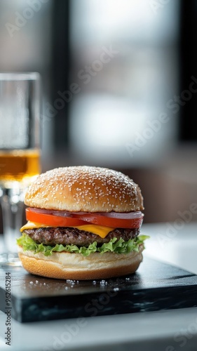 Wallpaper Mural Crystal podium presenting a hamburger with a sparkling, gemstone-like effect, highlighting luxurious and refined details. Torontodigital.ca