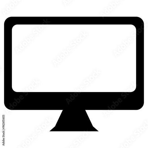Computer flat screen monitor on isolated white background. Computer monitor icon vector. Computer display on transparent background. Tv icon