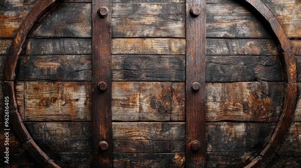 Weathered wooden barrel background with visible rings and textures, ideal for a vintage or rustic theme. Weathered wooden barrel background with visible rings and textures, ideal for a vintage or rustic theme.