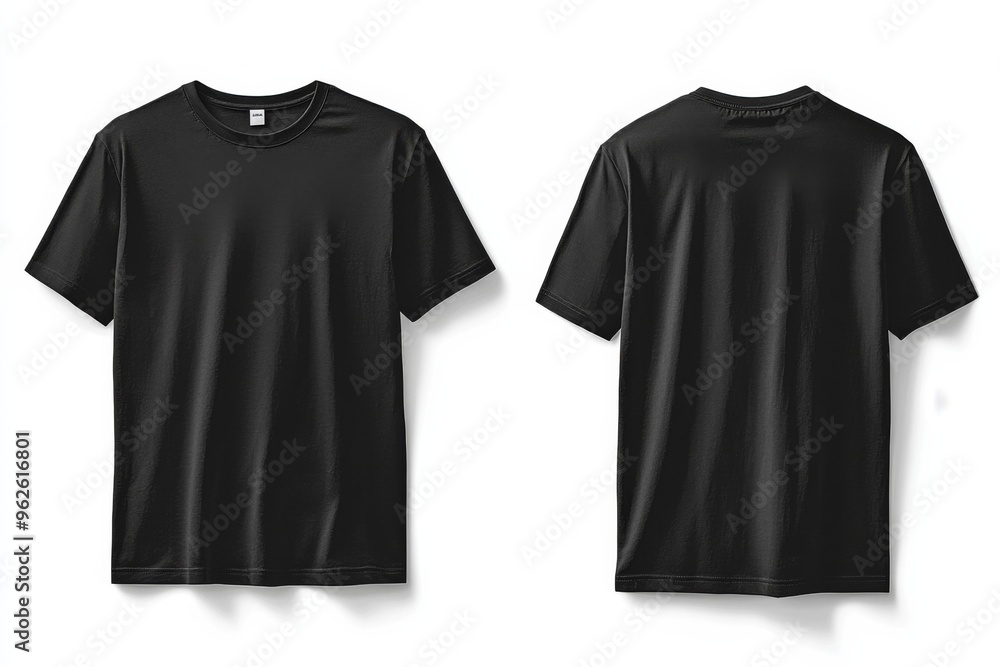 Black Tshirt Mockup Front and Back Isolated created with Generative AI Black Tshirt Mockup Front and Back Isolated created with Generative AI