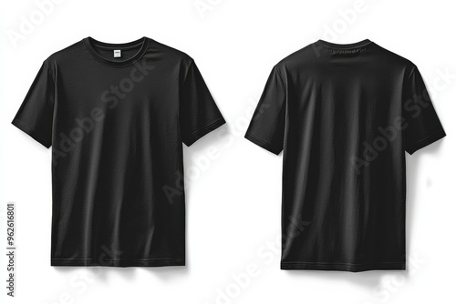 Black Tshirt Mockup Front and Back Isolated created with Generative AI